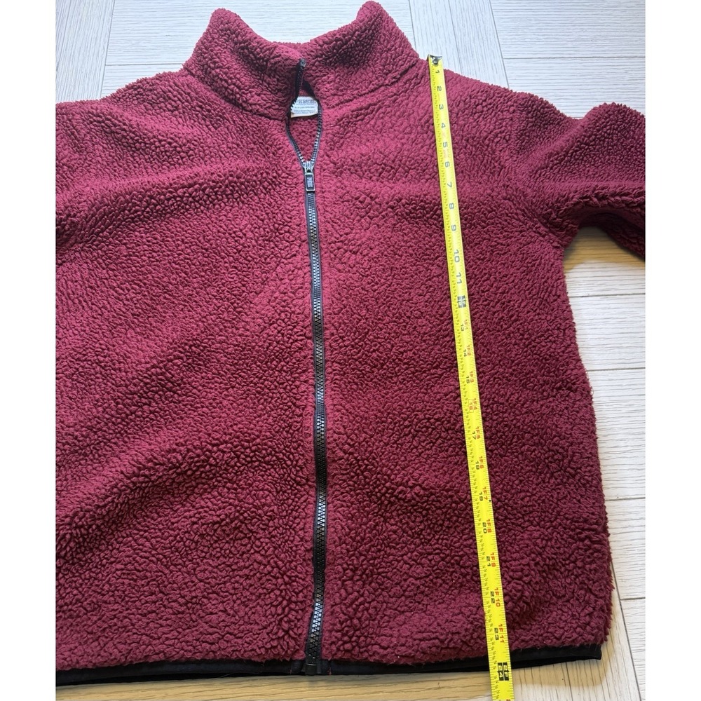 PINK Victoria's Secret Sherpa Maroon Teddy Full-Zip Jacket Cozy Gorpcore Outdoor - Picture 2 of 9